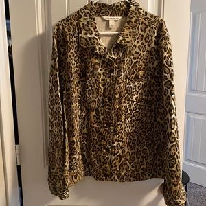 JONES NEW YORK Leopard- Print Denim jacket